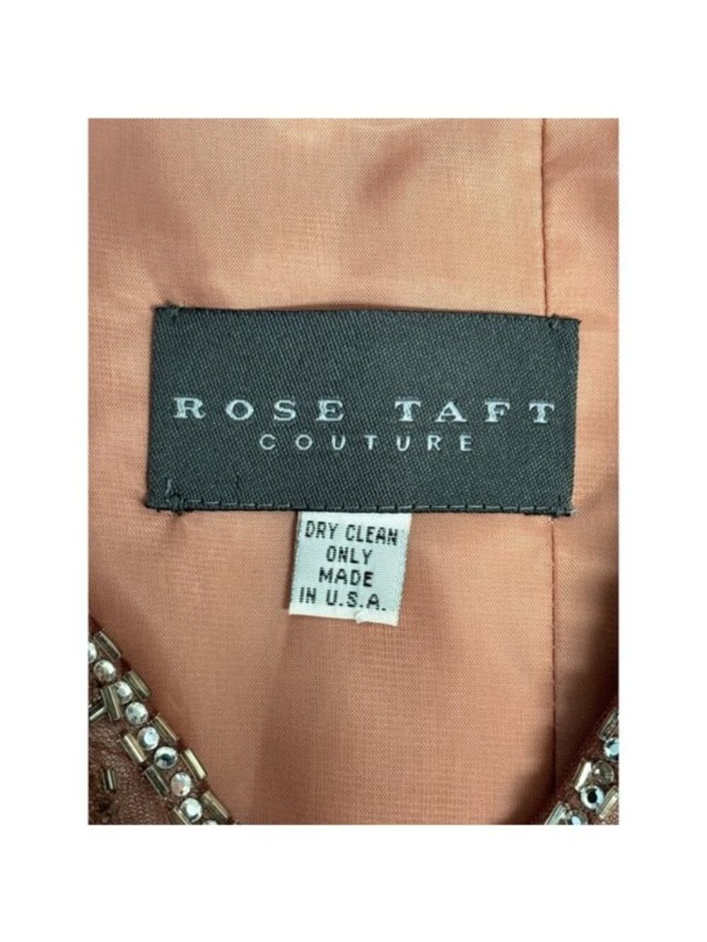 Vintage Rose Taft Couture Beaded Gown Dusty Rose Off Shoulder Formal Dress USA - Picture 9 of 14